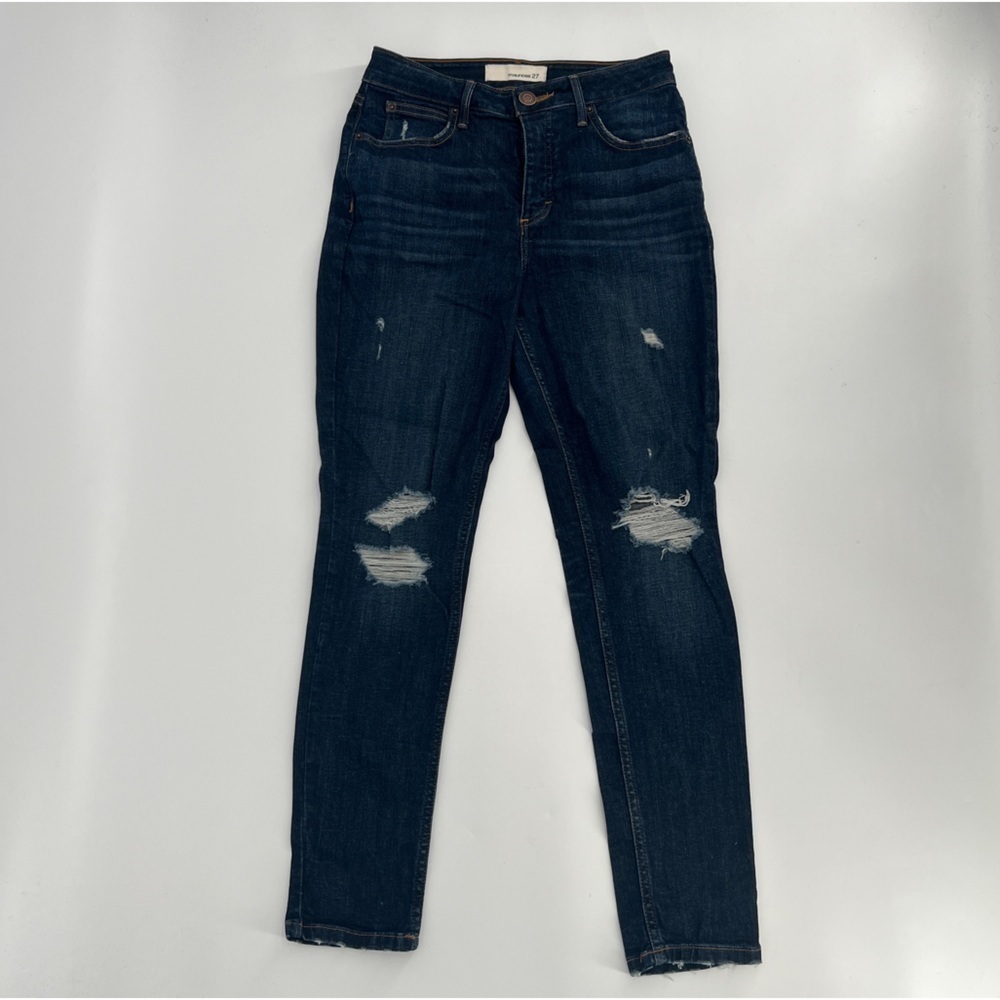 Maurices Button Fly Distressed Rough Hem Skinny Jeans Size 27 Women’s